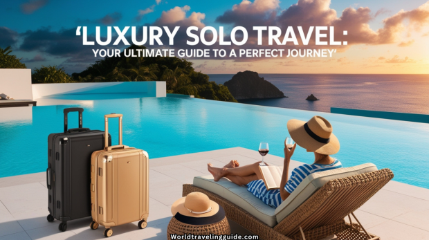 A stylish solo traveler enjoying a luxury overwater villa with turquoise ocean views, symbolizing opulence and independence.